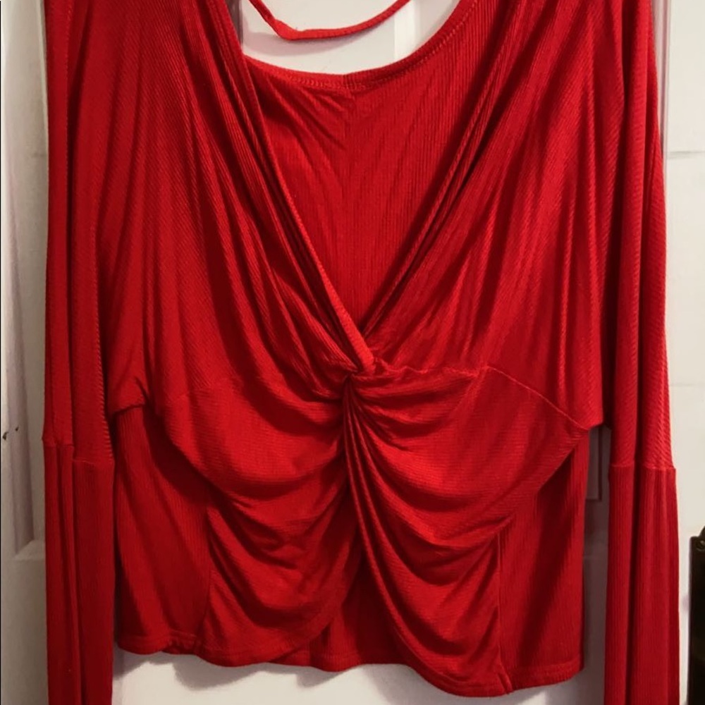 Red open back top